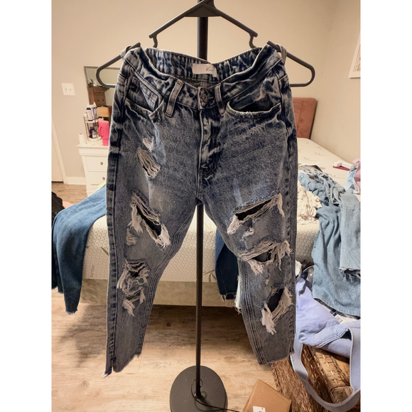 KanCan Denim - KanCan Distressed Acid Wash Denim Jeans in Blue